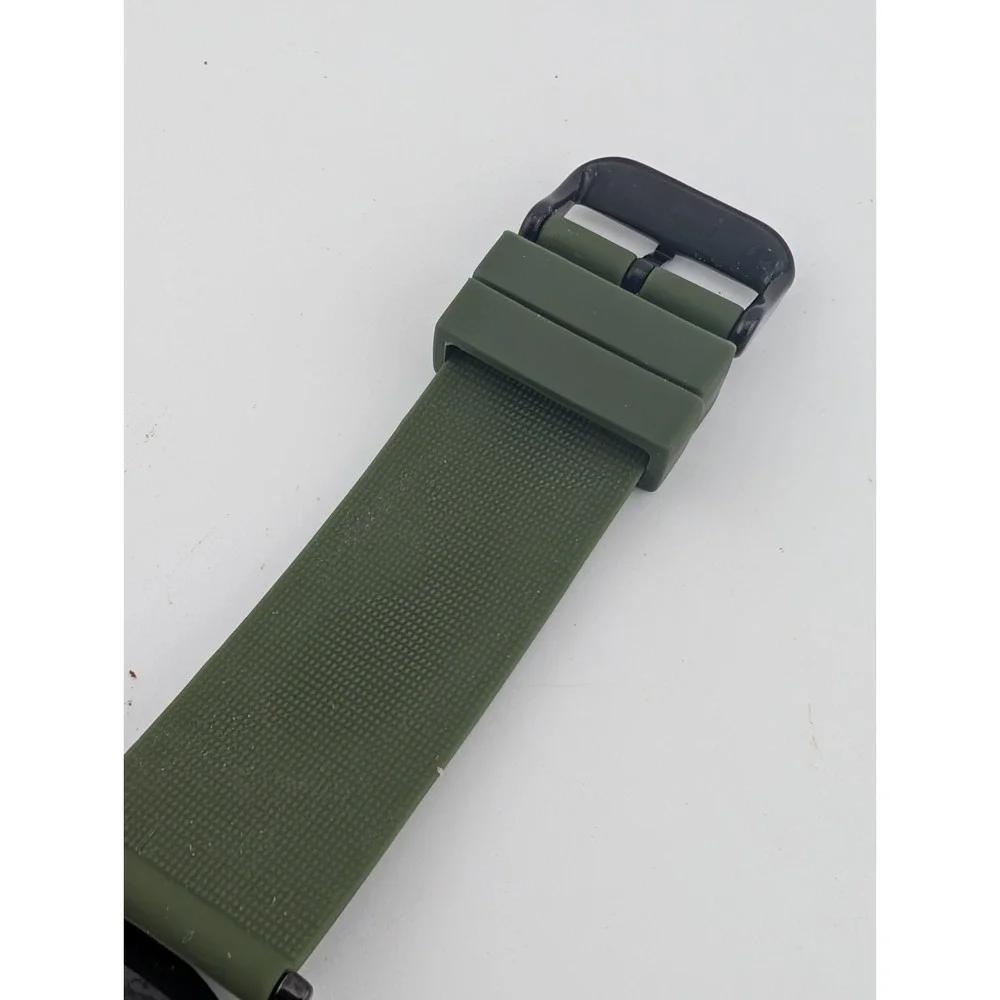 SKMEI Men's Watch Olive Green Silicone Band Black Orange Accents- New Battery